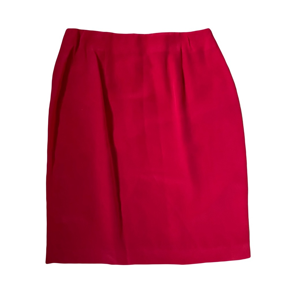 Vintage Silk Red Holiday Pencil Career Knee‎ Length Skirt Size 8 Deadstock NEW